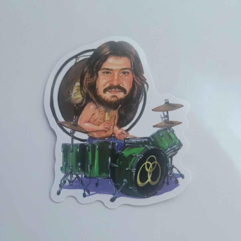 John Bonnam Led Zeppelin Sticker Caricature